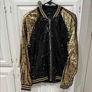 Forever 21 Men's Black and Gold Sequin Jacket
